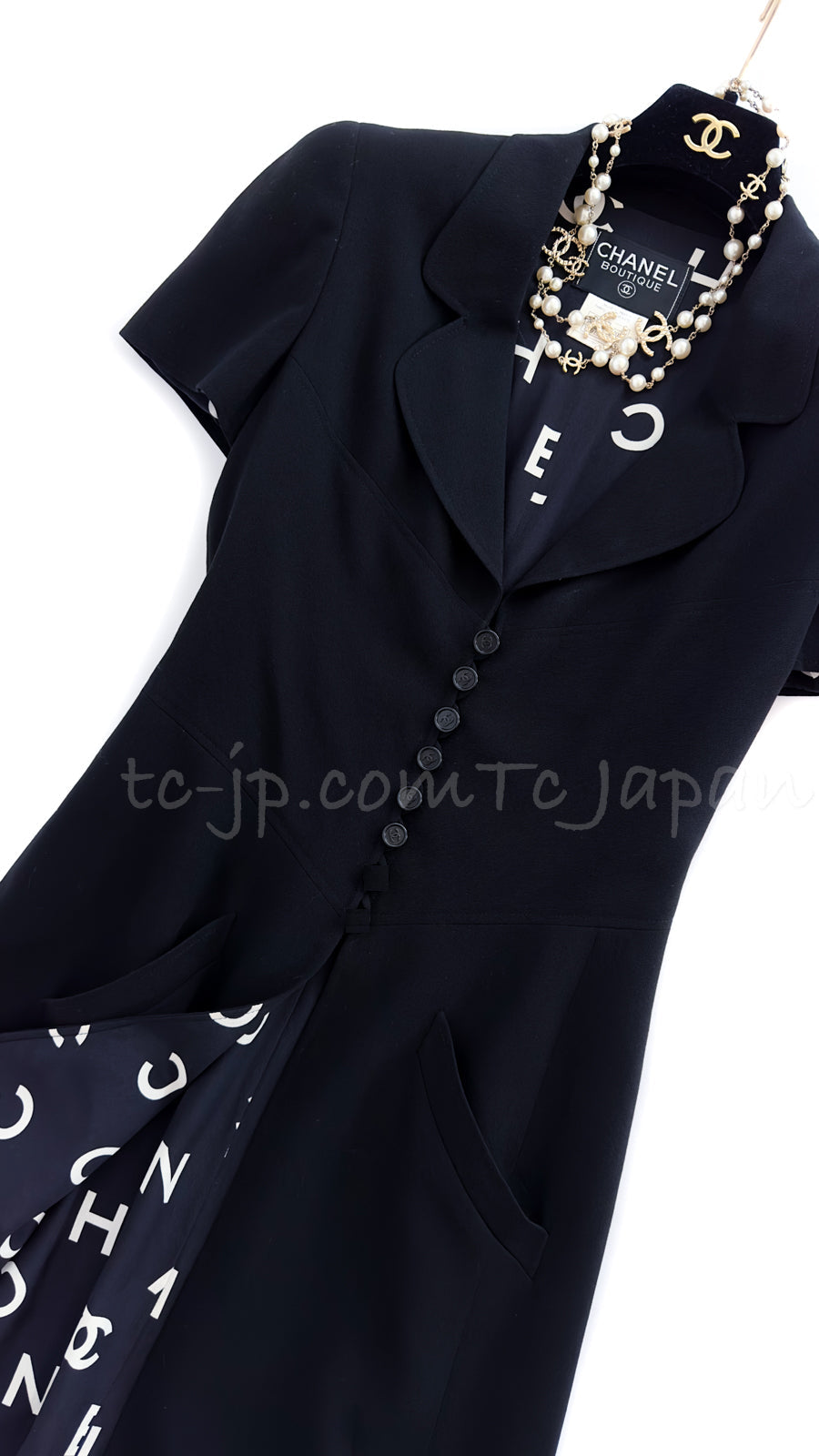CHANEL 97S Vintage Black Silk CC Logo Jacket Trench Coat 36 シャネル ヴィンテージ ブラック シルク CCロゴ ジャケット トレンチ コート 即発