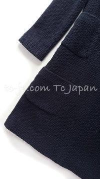 CHANEL 21PS Navy Chain Link Accent Cotton Dress 34 シャネル ネイビー チェーン装飾 コットン ワンピース 即発