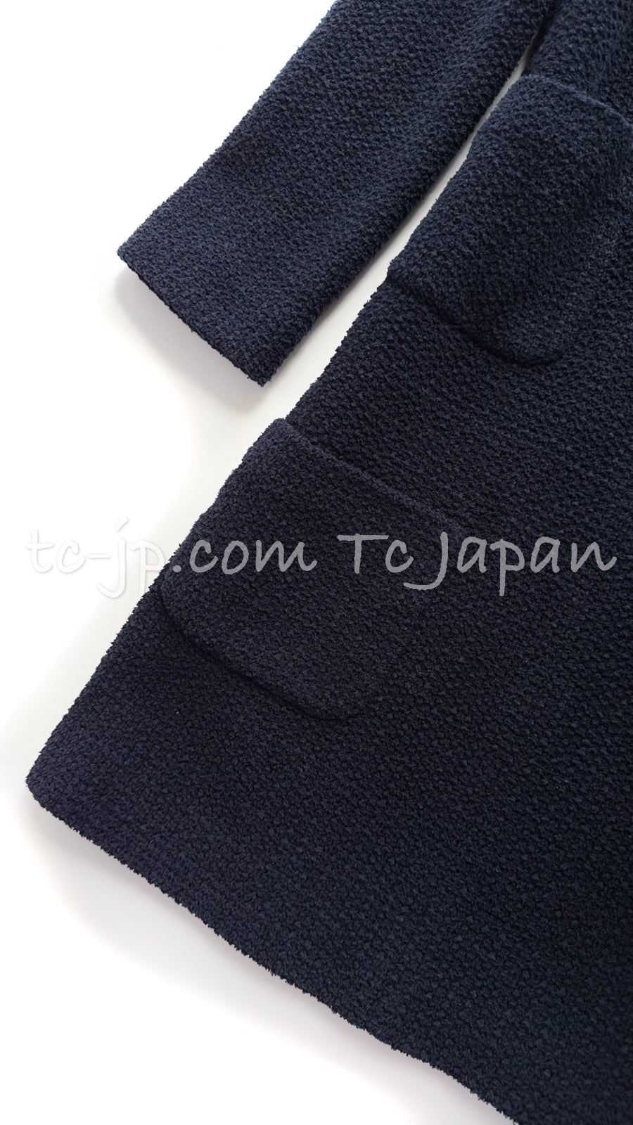 CHANEL 21PS Navy Chain Link Accent Cotton Dress 34 シャネル ネイビー チェーン装飾 コットン ワンピース 即発