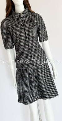 CHANEL 14B Black White Wool Silk Tweed Dress 34 シャネル ブラック ホワイト ウール シルク ツイード ワンピース 即発