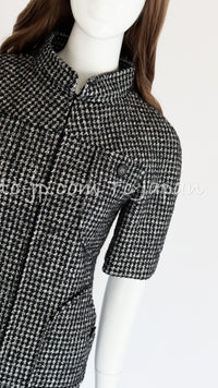 CHANEL 14B Black White Wool Silk Tweed Dress 34 シャネル ブラック ホワイト ウール シルク ツイード ワンピース 即発