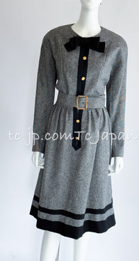 CHANEL 88A Vintage Naomi Campbell Gray Ribbon Bow Dress 40 シャネル ヴィンテージ・グレー・リボン・ワンピース 即発