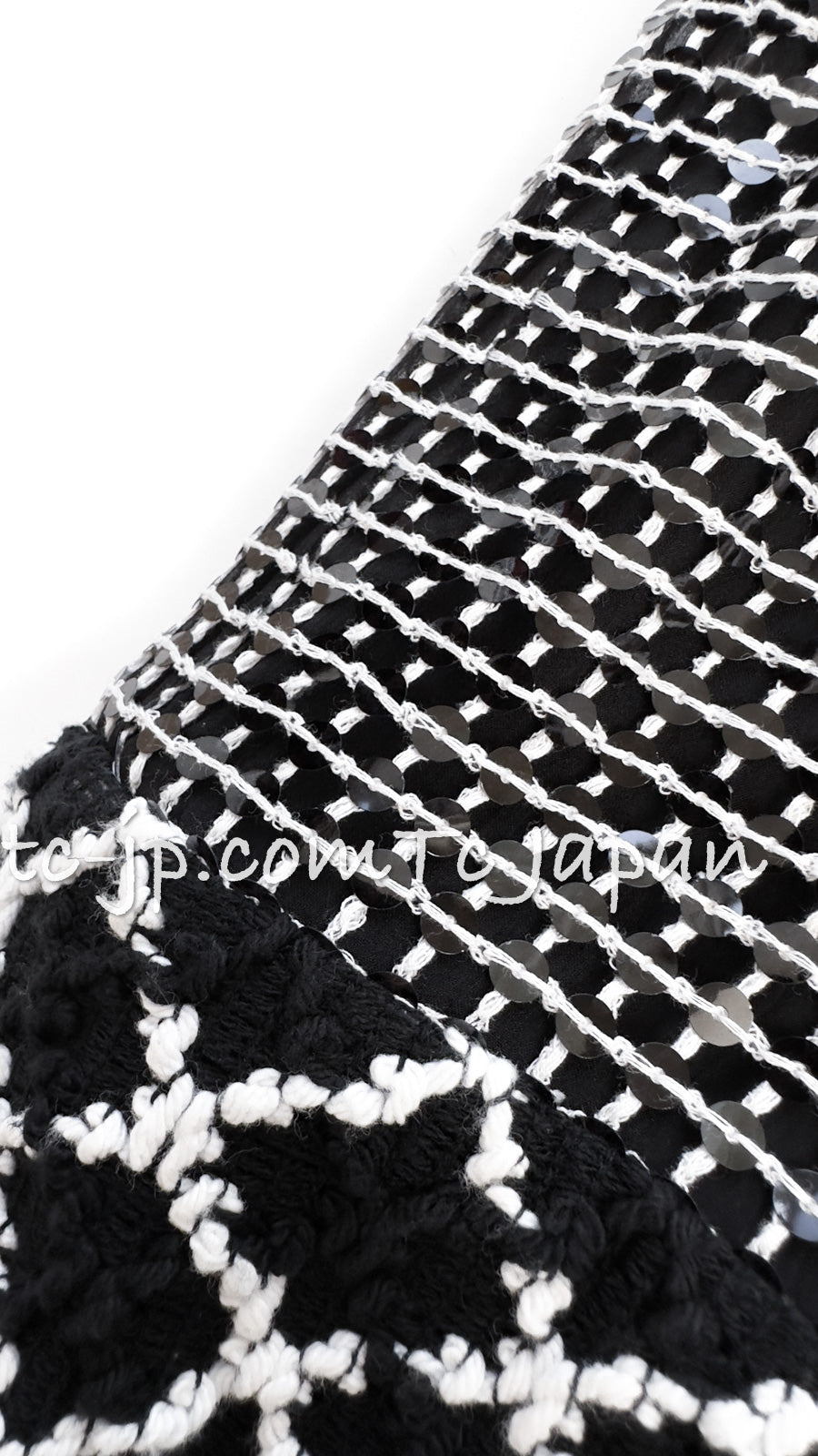 CHANEL 09S Black White Sequin Dress 36 シャネル ブラック ホワイト スパンコール ワンピース 即発