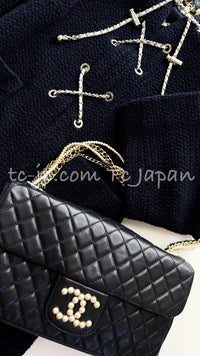 CHANEL 21PS Navy Chain Link Accent Cotton Dress 34 シャネル ネイビー チェーン装飾 コットン ワンピース 即発