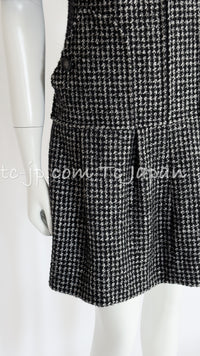 CHANEL 14B Black White Wool Silk Tweed Dress 34 シャネル ブラック ホワイト ウール シルク ツイード ワンピース 即発