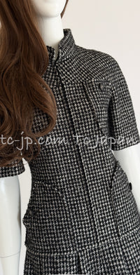 CHANEL 14B Black White Wool Silk Tweed Dress 34 シャネル ブラック ホワイト ウール シルク ツイード ワンピース 即発