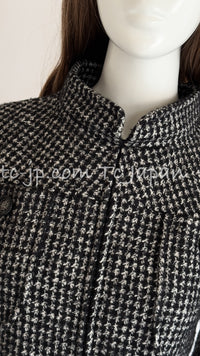 CHANEL 14B Black White Wool Silk Tweed Dress 34 シャネル ブラック ホワイト ウール シルク ツイード ワンピース 即発