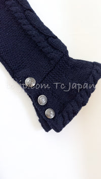 CHANEL 18PF Navy Wool Cashmere Dress Knit Sweater 38 40 42 シャネル ネイビー・ウール・カシミア・ケーブル・ニット・ワンピース・セーター 即発
