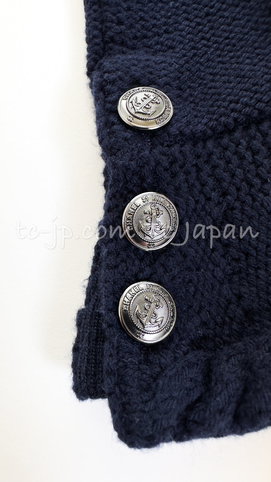 CHANEL 18PF Navy Wool Cashmere Dress Knit Sweater 38 40 42 シャネル ネイビー・ウール・カシミア・ケーブル・ニット・ワンピース・セーター 即発