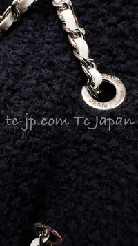 CHANEL 21PS Navy Chain Link Accent Cotton Dress 34 シャネル ネイビー チェーン装飾 コットン ワンピース 即発