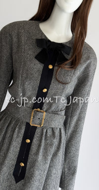 CHANEL 88A Vintage Naomi Campbell Gray Ribbon Bow Dress 40 シャネル ヴィンテージ・グレー・リボン・ワンピース 即発
