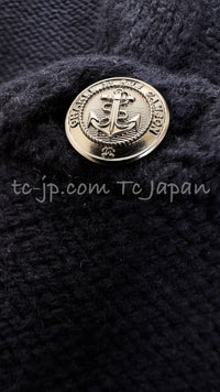 CHANEL 18PF Navy Wool Cashmere Dress Knit Sweater 38 40 42 シャネル ネイビー・ウール・カシミア・ケーブル・ニット・ワンピース・セーター 即発