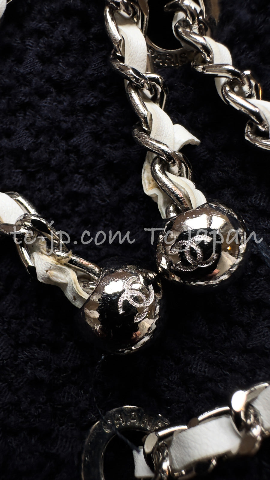 CHANEL 21PS Navy Chain Link Accent Cotton Dress 34 シャネル ネイビー チェーン装飾 コットン ワンピース 即発