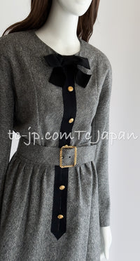 CHANEL 88A Vintage Naomi Campbell Gray Ribbon Bow Dress 40 シャネル ヴィンテージ・グレー・リボン・ワンピース 即発