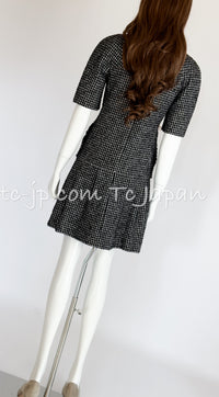 CHANEL 14B Black White Wool Silk Tweed Dress 34 シャネル ブラック ホワイト ウール シルク ツイード ワンピース 即発
