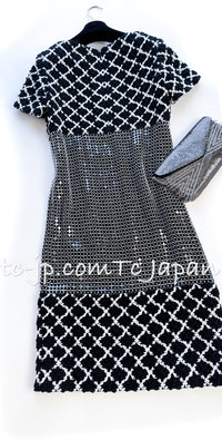 CHANEL 09S Black White Sequin Dress 36 シャネル ブラック ホワイト スパンコール ワンピース 即発