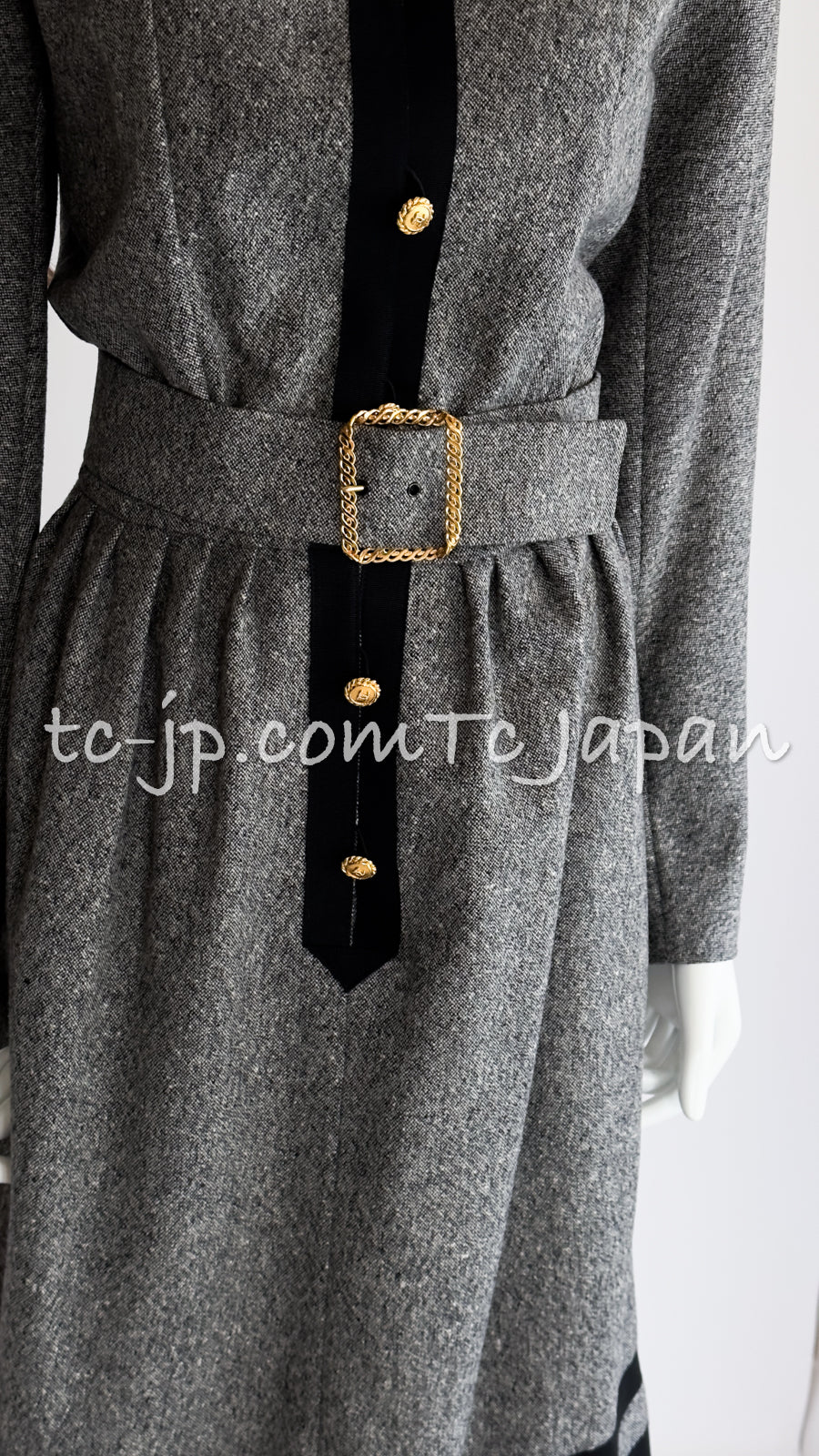CHANEL 88A Vintage Naomi Campbell Gray Ribbon Bow Dress 40 シャネル ヴィンテージ・グレー・リボン・ワンピース 即発