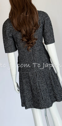 CHANEL 14B Black White Wool Silk Tweed Dress 34 シャネル ブラック ホワイト ウール シルク ツイード ワンピース 即発