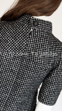 CHANEL 14B Black White Wool Silk Tweed Dress 34 シャネル ブラック ホワイト ウール シルク ツイード ワンピース 即発