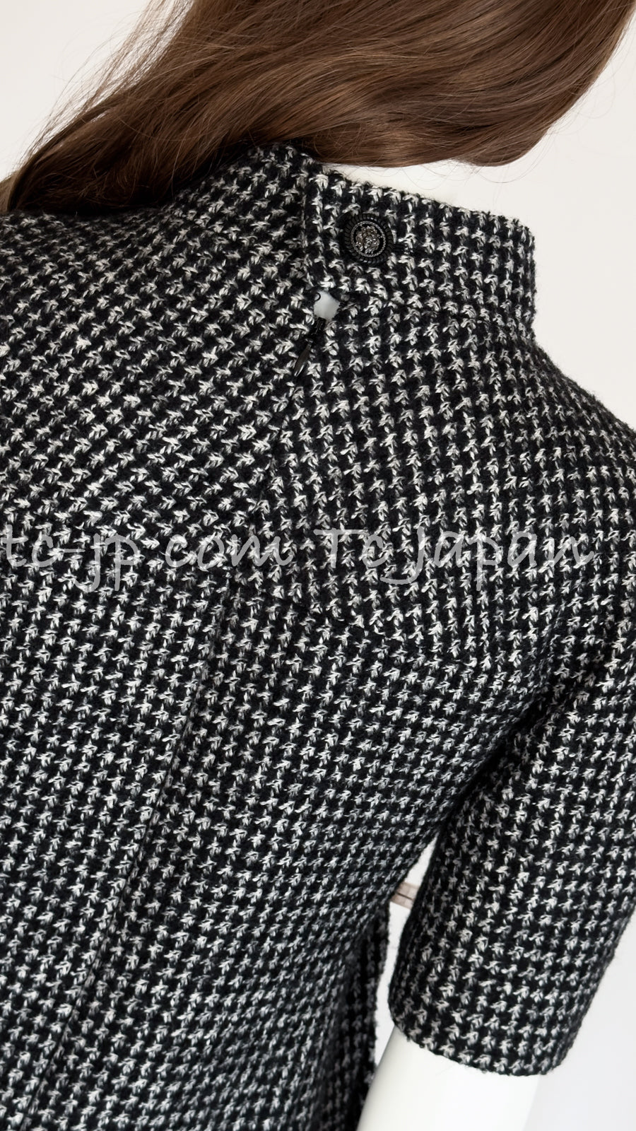 CHANEL 14B Black White Wool Silk Tweed Dress 34 シャネル ブラック ホワイト ウール シルク ツイード ワンピース 即発