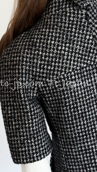 CHANEL 14B Black White Wool Silk Tweed Dress 34 シャネル ブラック ホワイト ウール シルク ツイード ワンピース 即発