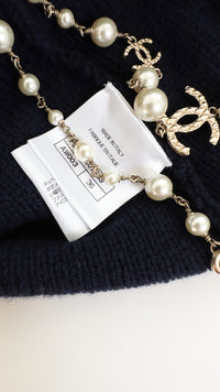 CHANEL 18PF Navy Wool Cashmere Dress Knit Sweater 38 40 42 シャネル ネイビー・ウール・カシミア・ケーブル・ニット・ワンピース・セーター 即発