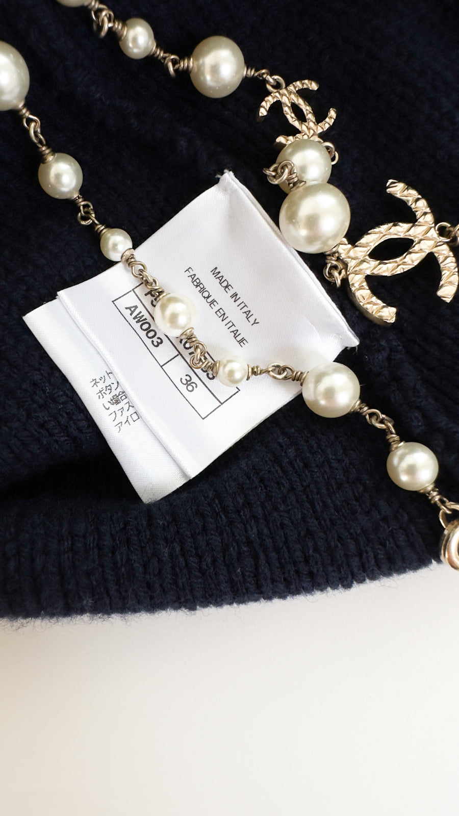CHANEL 18PF Navy Wool Cashmere Dress Knit Sweater 38 40 42 シャネル ネイビー・ウール・カシミア・ケーブル・ニット・ワンピース・セーター 即発