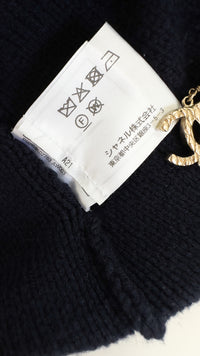 CHANEL 18PF Navy Wool Cashmere Dress Knit Sweater 38 40 42 シャネル ネイビー・ウール・カシミア・ケーブル・ニット・ワンピース・セーター 即発