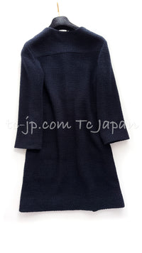 CHANEL 21PS Navy Chain Link Accent Cotton Dress 34 シャネル ネイビー チェーン装飾 コットン ワンピース 即発