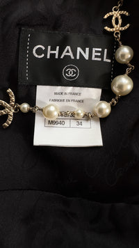 CHANEL 14B Black White Wool Silk Tweed Dress 34 シャネル ブラック ホワイト ウール シルク ツイード ワンピース 即発