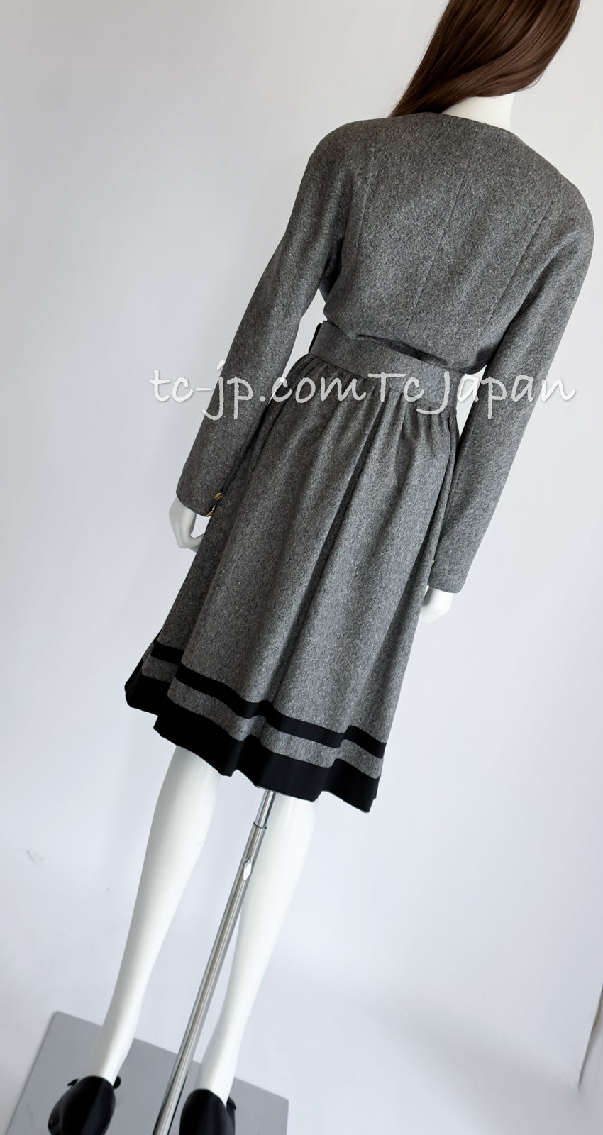 CHANEL 88A Vintage Naomi Campbell Gray Ribbon Bow Dress 40 シャネル ヴィンテージ・グレー・リボン・ワンピース 即発