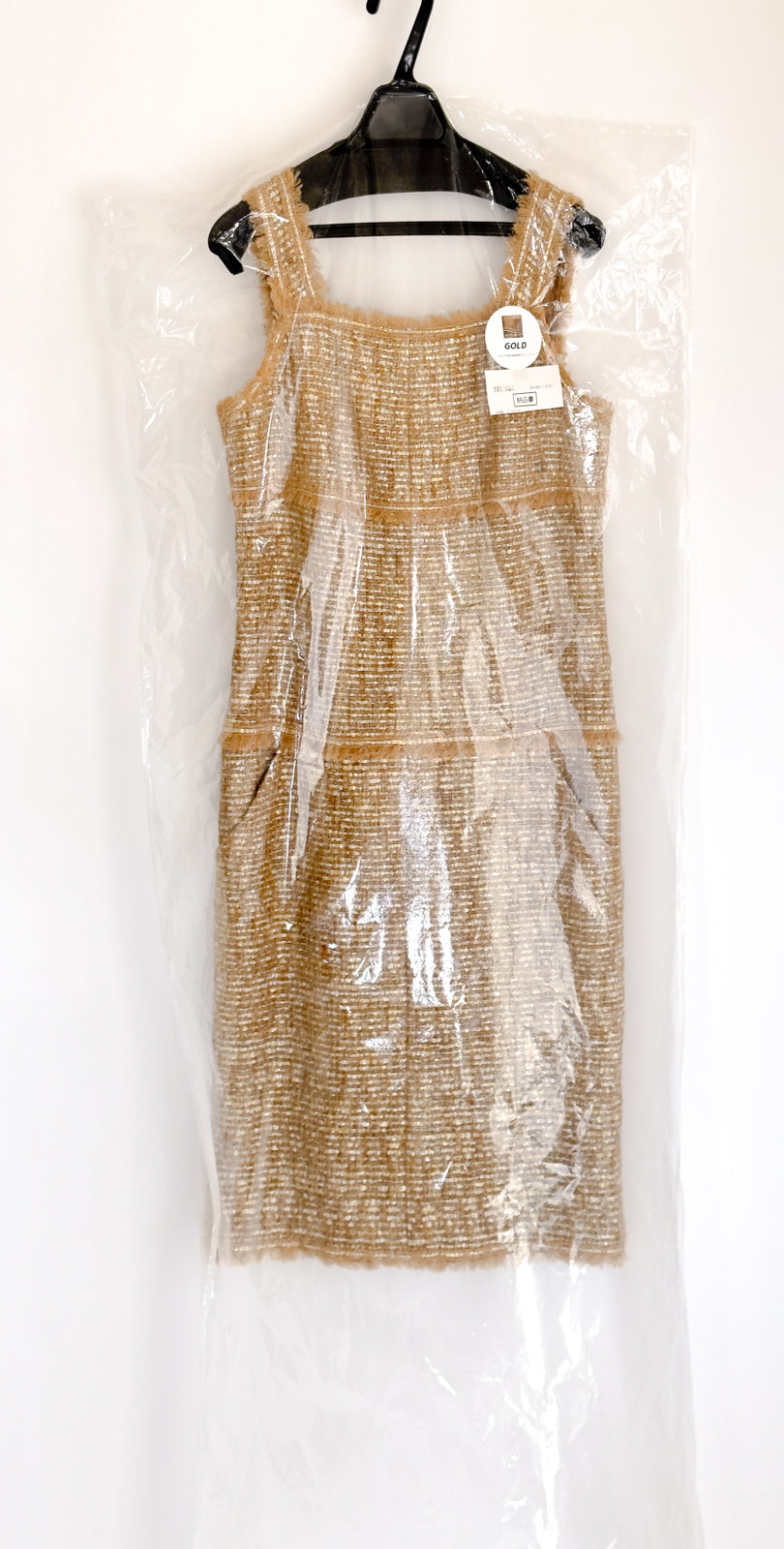 CHANEL 05S Gold Metallic Woven Tweed Dress 38 40 シャネル ゴールド メタリック ツイード ワンピース 即発