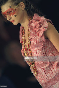 CHANEL 01S Beige Navy Knit Sequin Vest Tops 38 シャネル ベージュ ネイビー スパンコール ニット ベスト トップス 即発