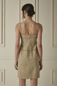 CHANEL 94S Vintage Gold Beige Tweed Dress 38 シャネル スーパーモデルのゴールド ツイード ワンピース 即発