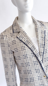 CHANEL 80's Vintage White Navy Silk Jacket Skirt Suit 34 シャネル ヴィンテージ ホワイト ネイビー シルク ジャケット スカート スーツ 即発