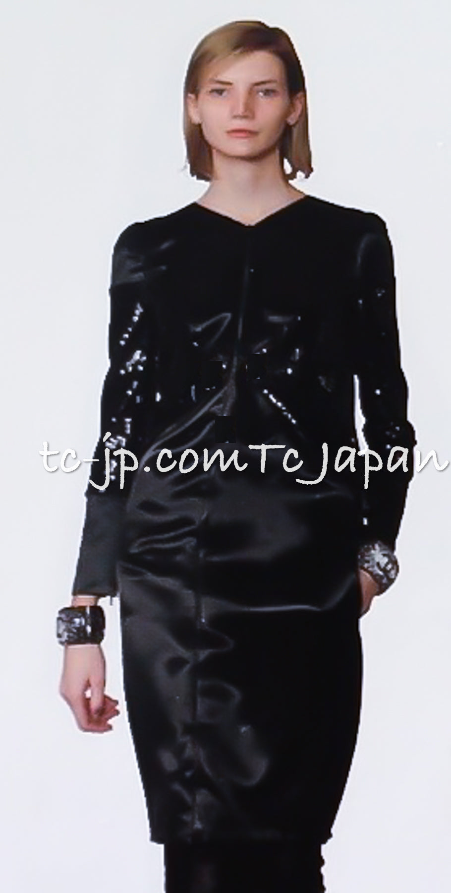 CHANEL 10PF Black Sequin Embellishments Cocktail Dress Coat 36 シャネル ブラック・スパンコール・カクテルドレス・ワンピース・コート 即発