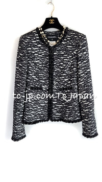 CHANEL 10PF Black White Zipper Stand Collar Jacket Coat 42 シャネル ブラック ホワイト ジッパー スタンド襟 ジャケット コート 即発