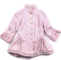 CHANEL 13C Pale Pink Stand Color Tweed Jacket 34 シャネル ペール ピンク スタンドカラー ジャケット 即発