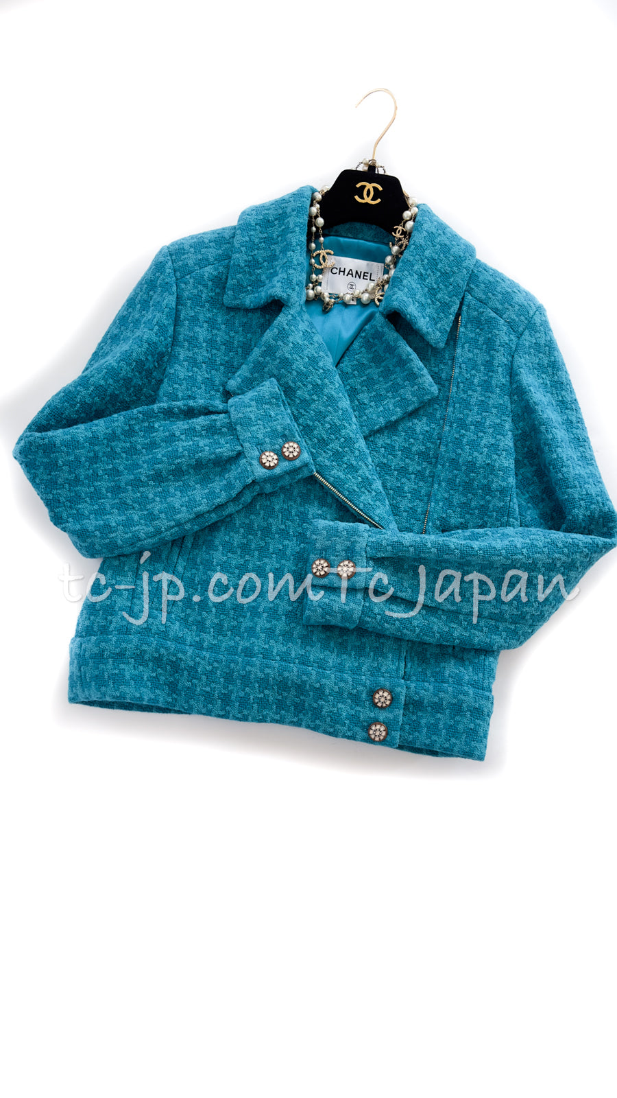 CHANEL 19A Blue Riders Wool Tweed Jacket 38 40 シャネル ブルー ライダース ウール ツイード ジャケット 即発