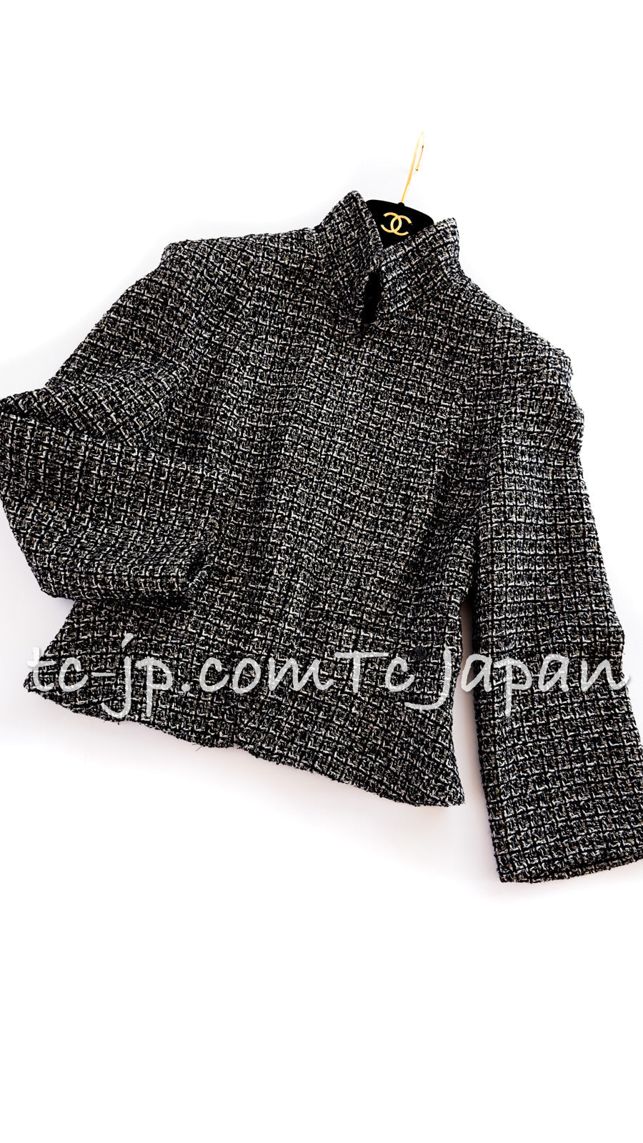CHANEL 12A Black Gray Metallic Zipper Tweed Jacket 36 38 シャネル ブラック グレー メタリック ジッパー ツイード ジャケット 即発