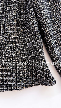 CHANEL 12A Black Gray Metallic Zipper Tweed Jacket 36 38 シャネル ブラック グレー メタリック ジッパー ツイード ジャケット 即発