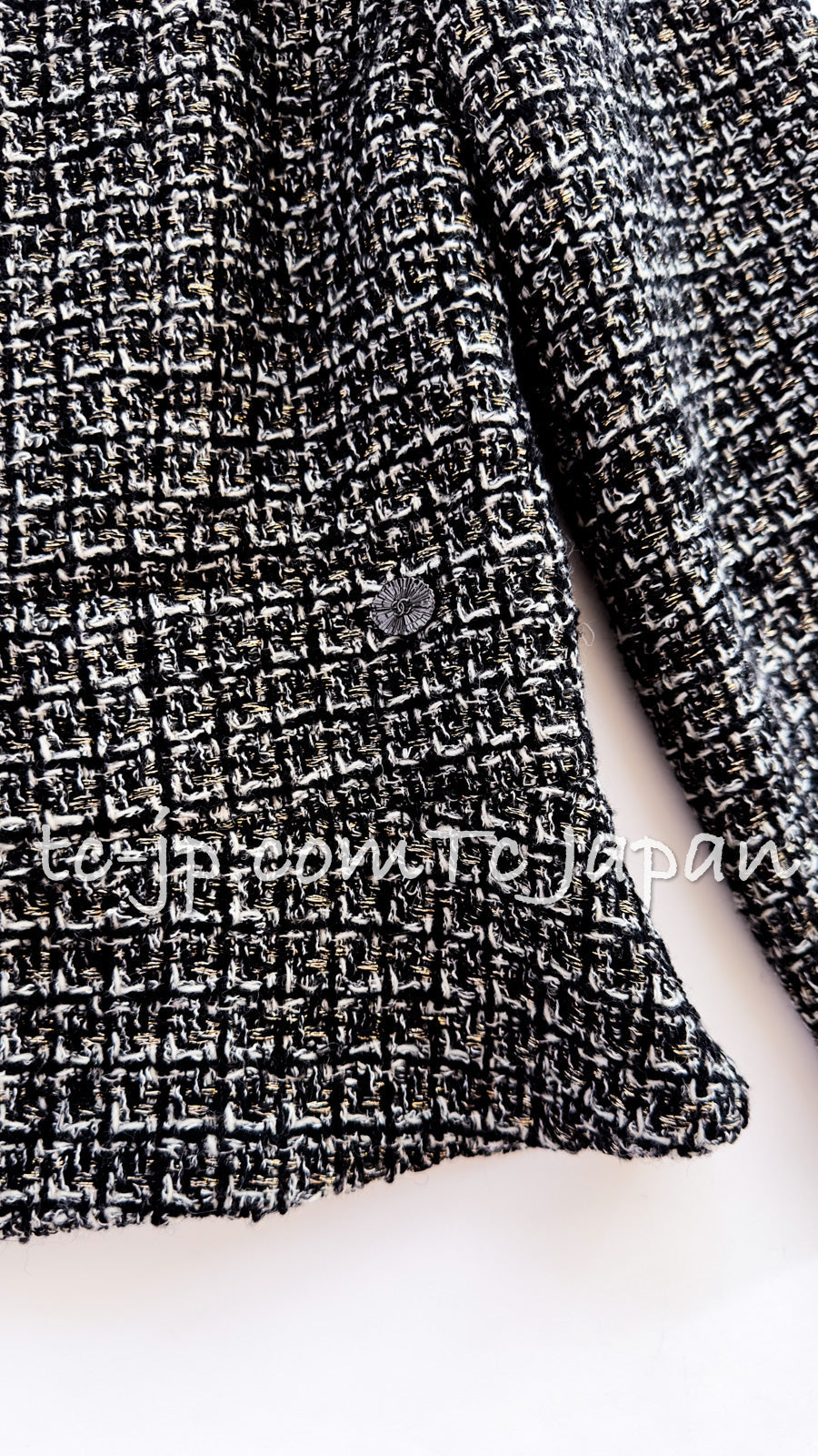CHANEL 12A Black Gray Metallic Zipper Tweed Jacket 36 38 シャネル ブラック グレー メタリック ジッパー ツイード ジャケット 即発