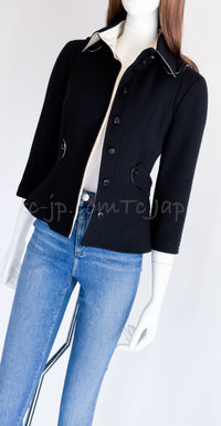 CHANEL 06A Black Wool Tweed Jacket Skirt Suit 38 シャネル ブラック ウール ジャケット スカート スーツ 即発