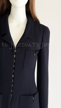 CHANEL 96A Vintage Black Dark Navy Wool Jacket Coat 34 36 38 シャネル ヴィンテージ ブラック ダークネイビー ウール ジャケット コート 即発