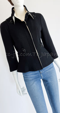 CHANEL 06A Black Wool Tweed Jacket Skirt Suit 38 シャネル ブラック ウール ジャケット スカート スーツ 即発