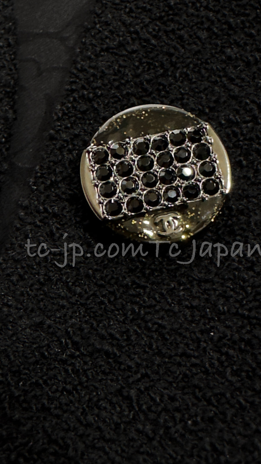 CHANEL 12C Black Rhinestone Buttons Jacket 36 40 42 シャネル ブラック ラインストーン ボタン ジャケット 即発