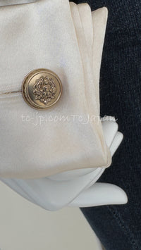 CHANEL 03A Black Ivory Collar Velvet Cotton Jacket 38 シャネル ブラック アイボリー 襟  ベルベット コットン ジャケット 即発