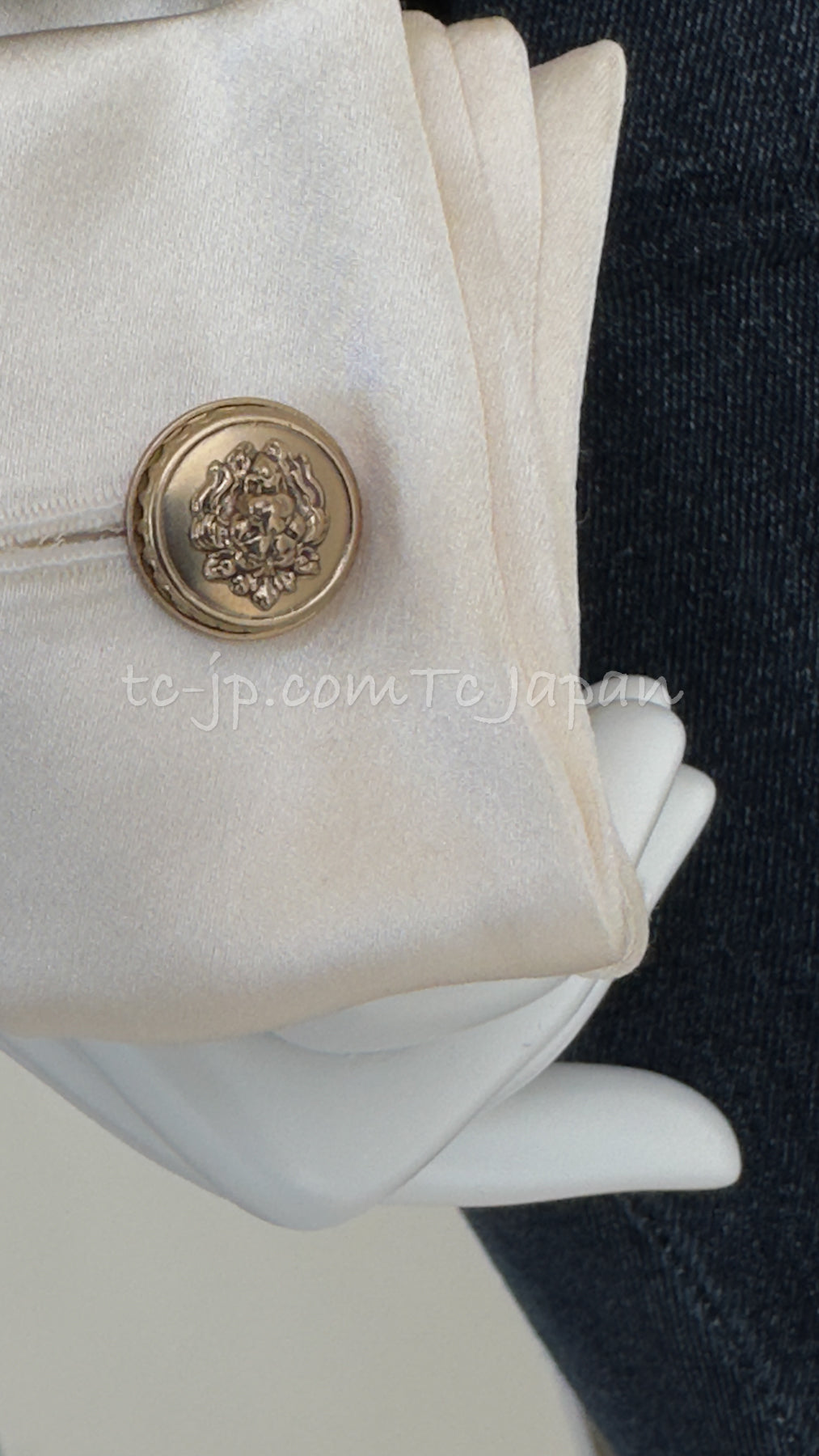 CHANEL 03A Black Ivory Collar Velvet Cotton Jacket 38 シャネル ブラック アイボリー 襟  ベルベット コットン ジャケット 即発