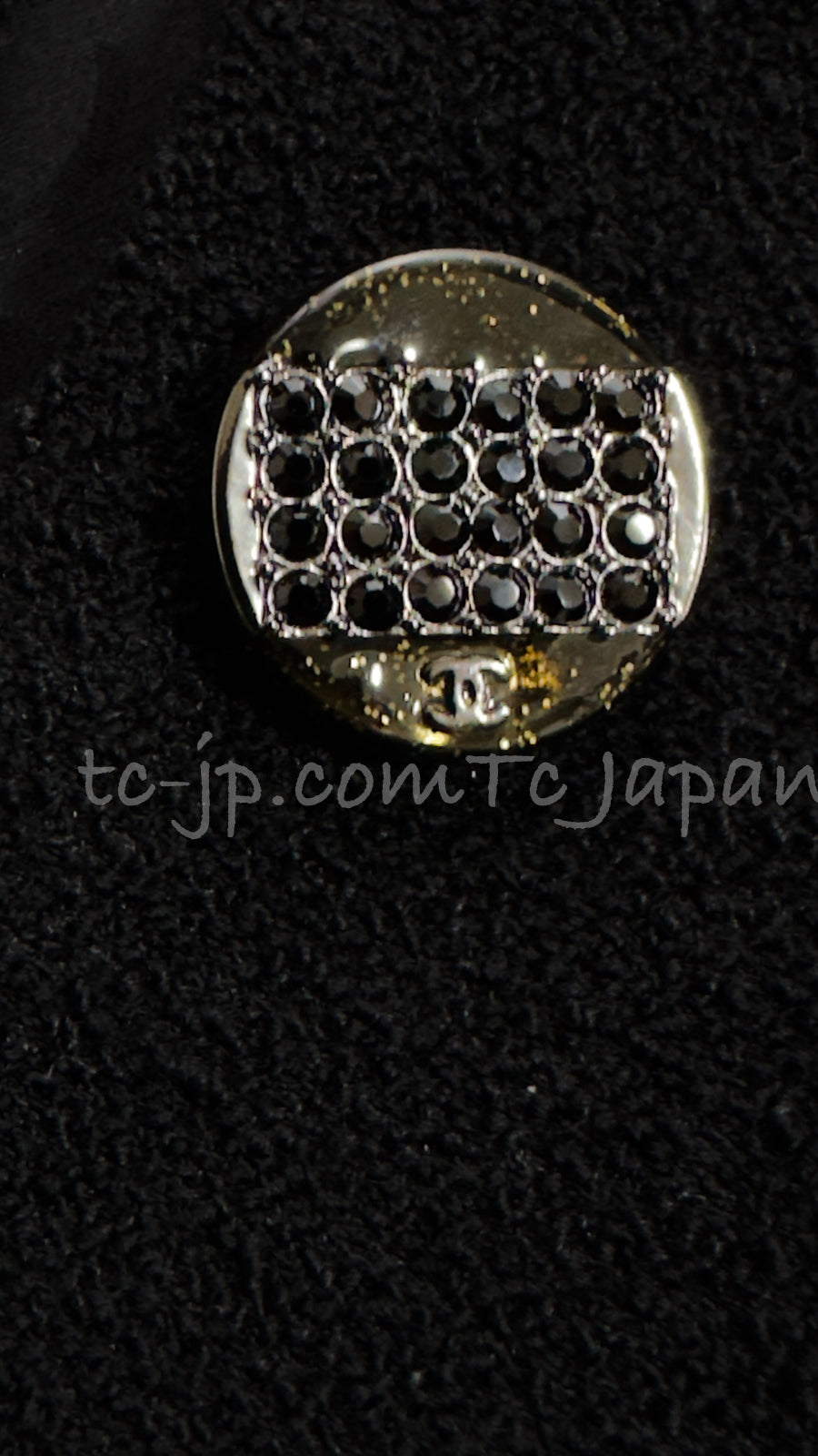 CHANEL 12C Black Rhinestone Buttons Jacket 36 40 42 シャネル ブラック ラインストーン ボタン ジャケット 即発