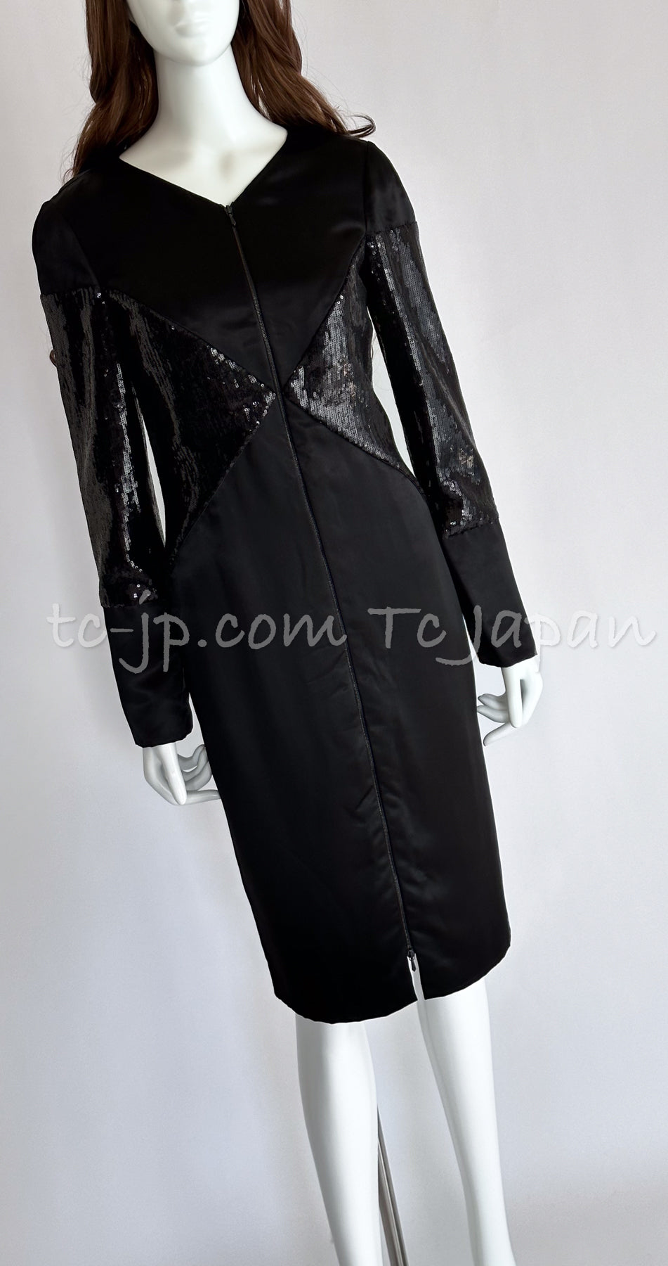 CHANEL 10PF Black Sequin Embellishments Cocktail Dress Coat 36 シャネル ブラック・スパンコール・カクテルドレス・ワンピース・コート 即発